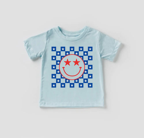 Smile Stars Checkered 4th of July Shirt