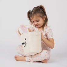 Load image into Gallery viewer, Cream Bunny Basket Rope Gift Basket Kids Gift